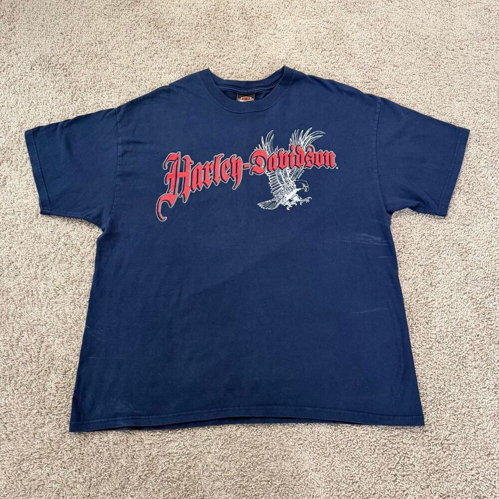 Harley-davidson Men's Navy and Blue T-shirt